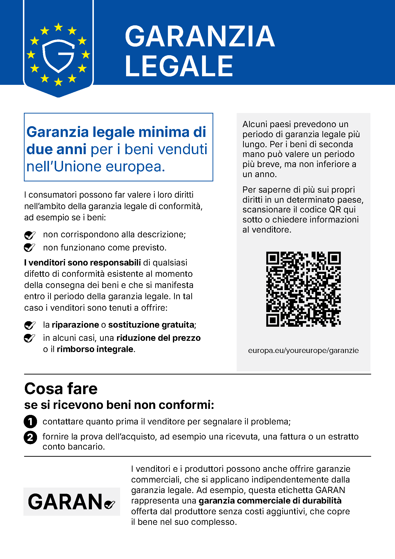 Harmonisierte EU-Mitteilung über das gesetzliche Gewährleistungsrecht in italienischer Sprache