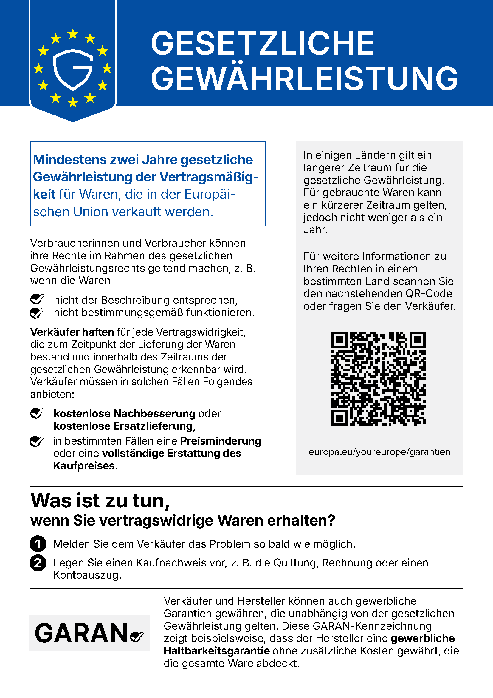 Harmonisierte EU-Mitteilung über das gesetzliche Gewährleistungsrecht in deutscher Sprache für Österreich