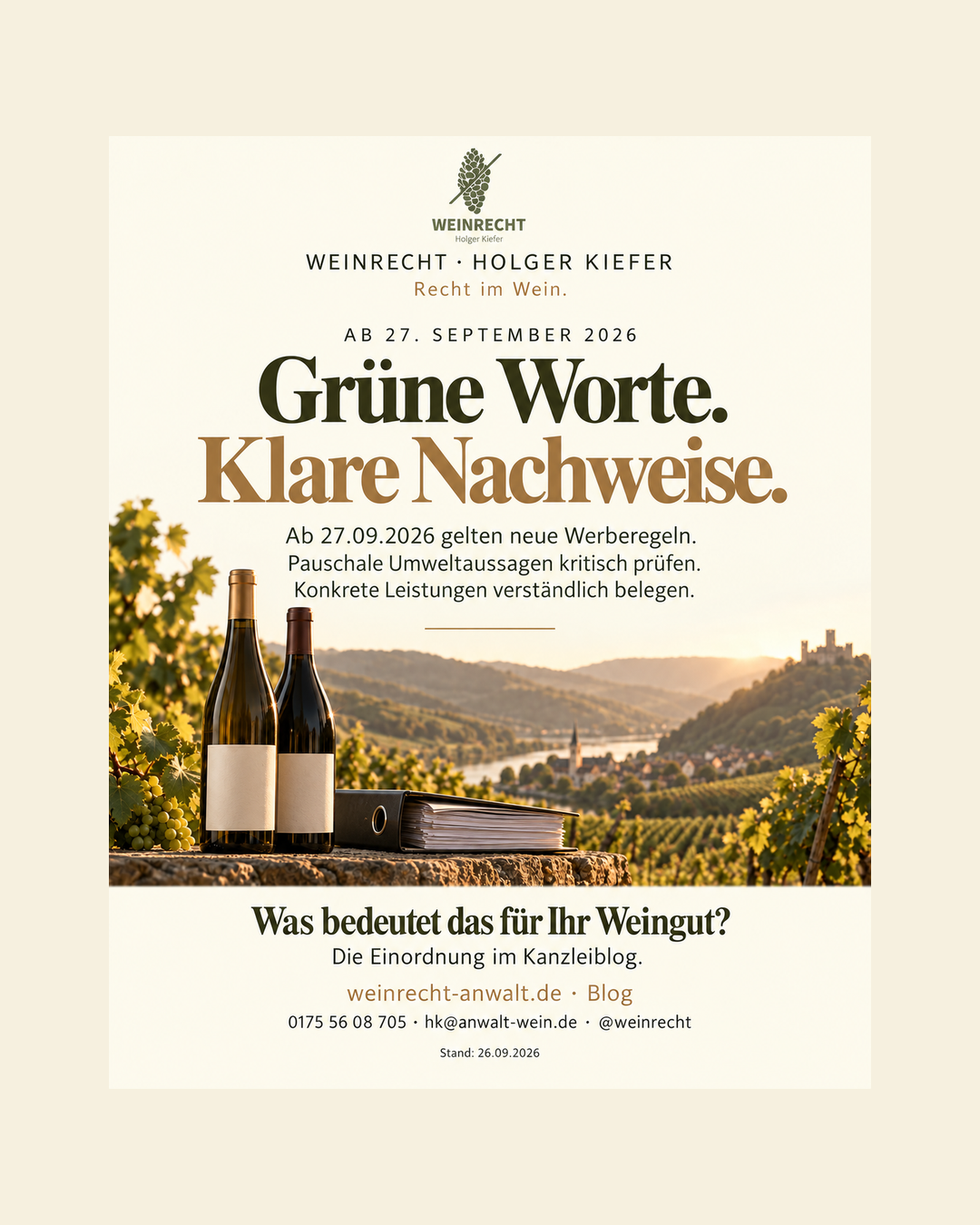 EmpCo: Umweltwerbung im Weingut ab 27. September 2026 prüfen