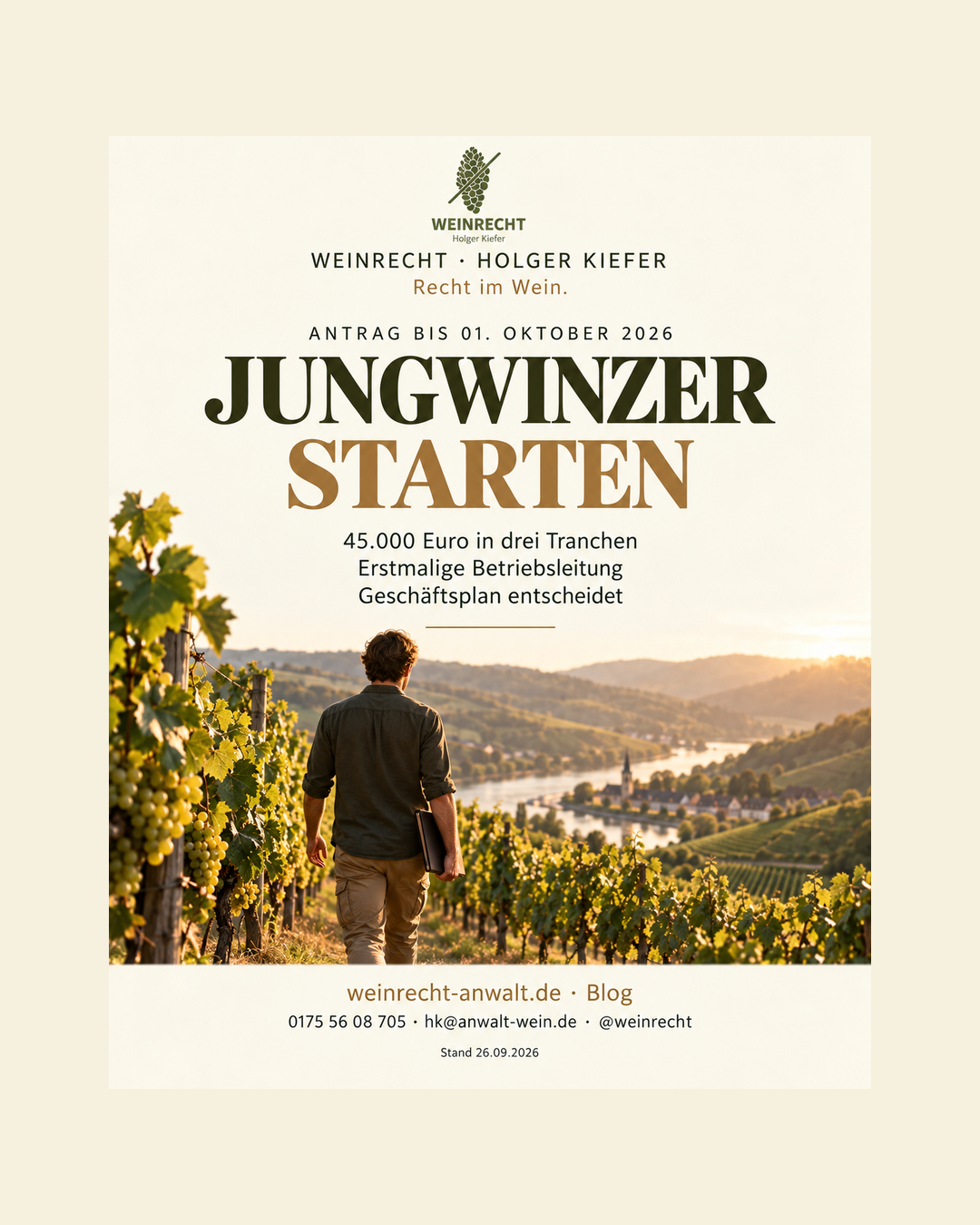 Jungwinzer starten: Förderung strukturiert beantragen. Geschäftsplan und Fristen bestimmen den Antrag.