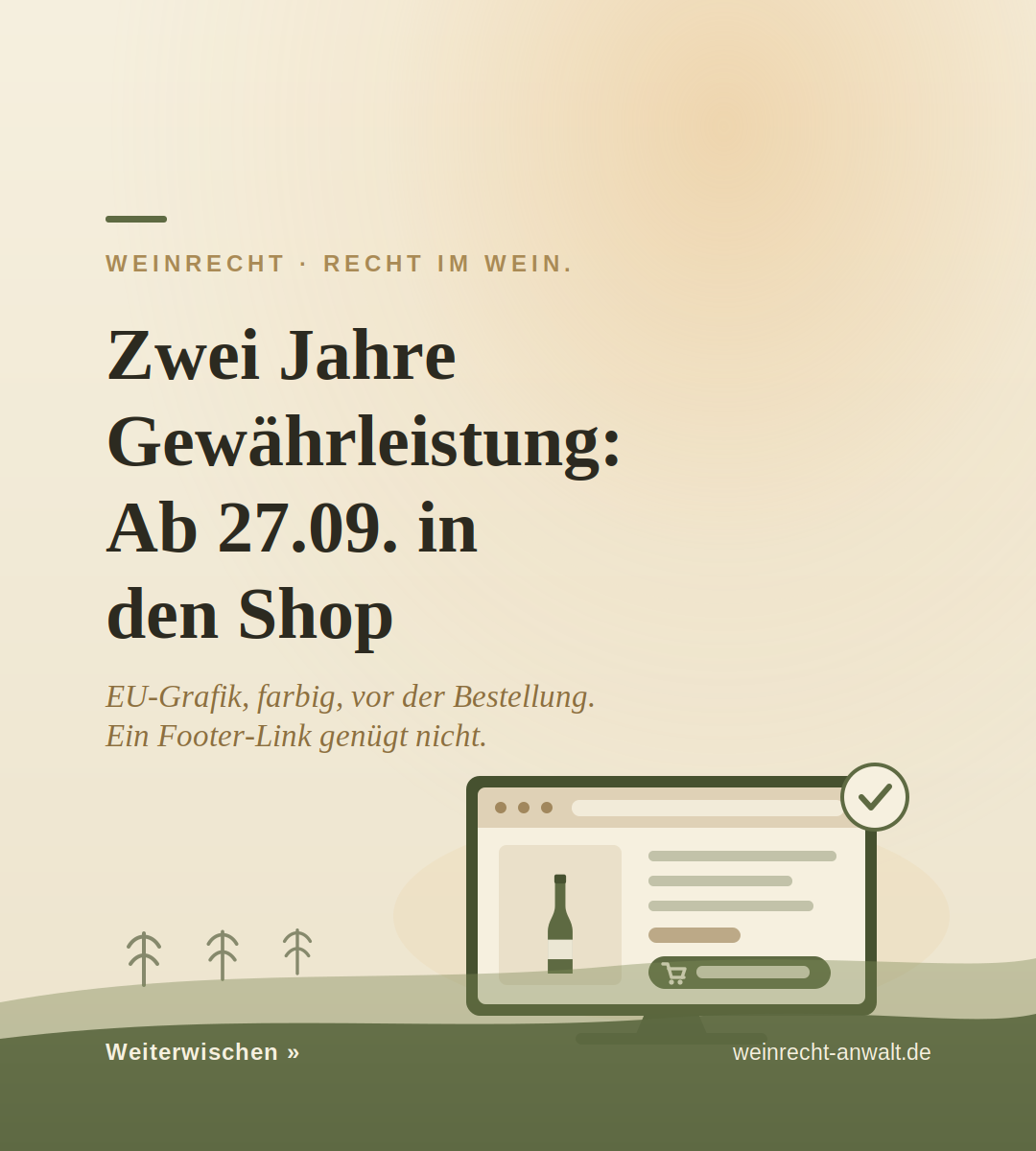 Harmonisierte EU-Mitteilung zur gesetzlichen Gewährleistung im Warenkorb eines Weinshops
