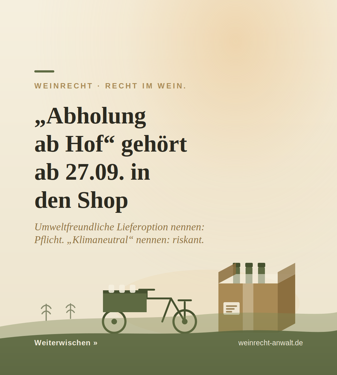 Versandoptionen im Checkout eines Weinshops mit Hinweis auf Abholung ab Hof und Sammelversand