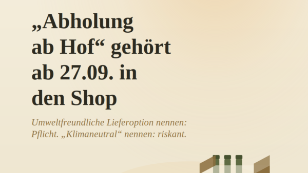 Versandoptionen im Checkout eines Weinshops mit Hinweis auf Abholung ab Hof und Sammelversand